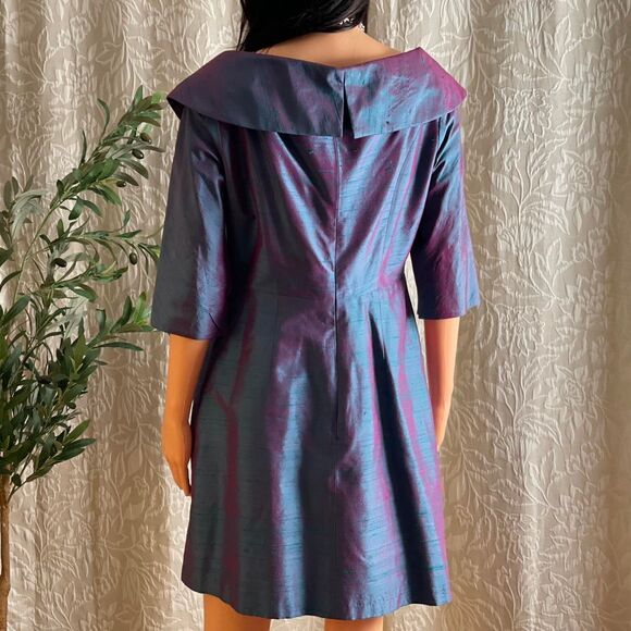 NWT Vintage 90s Kay Unger Iridescent Magenta Blue Evening Dress Size 10 - Picture 5 of 8